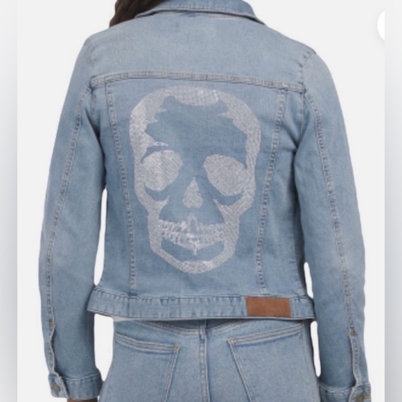 ZADIG & VOLTAIRE ​Kioky Cropped Skull Embellished Denim Jacket NWT - Picture 1 of 14
